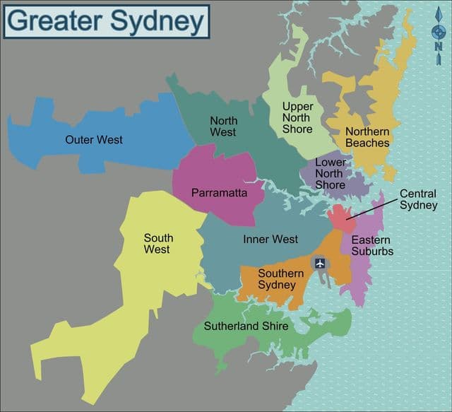 Mappa dei quartieri di Sydney