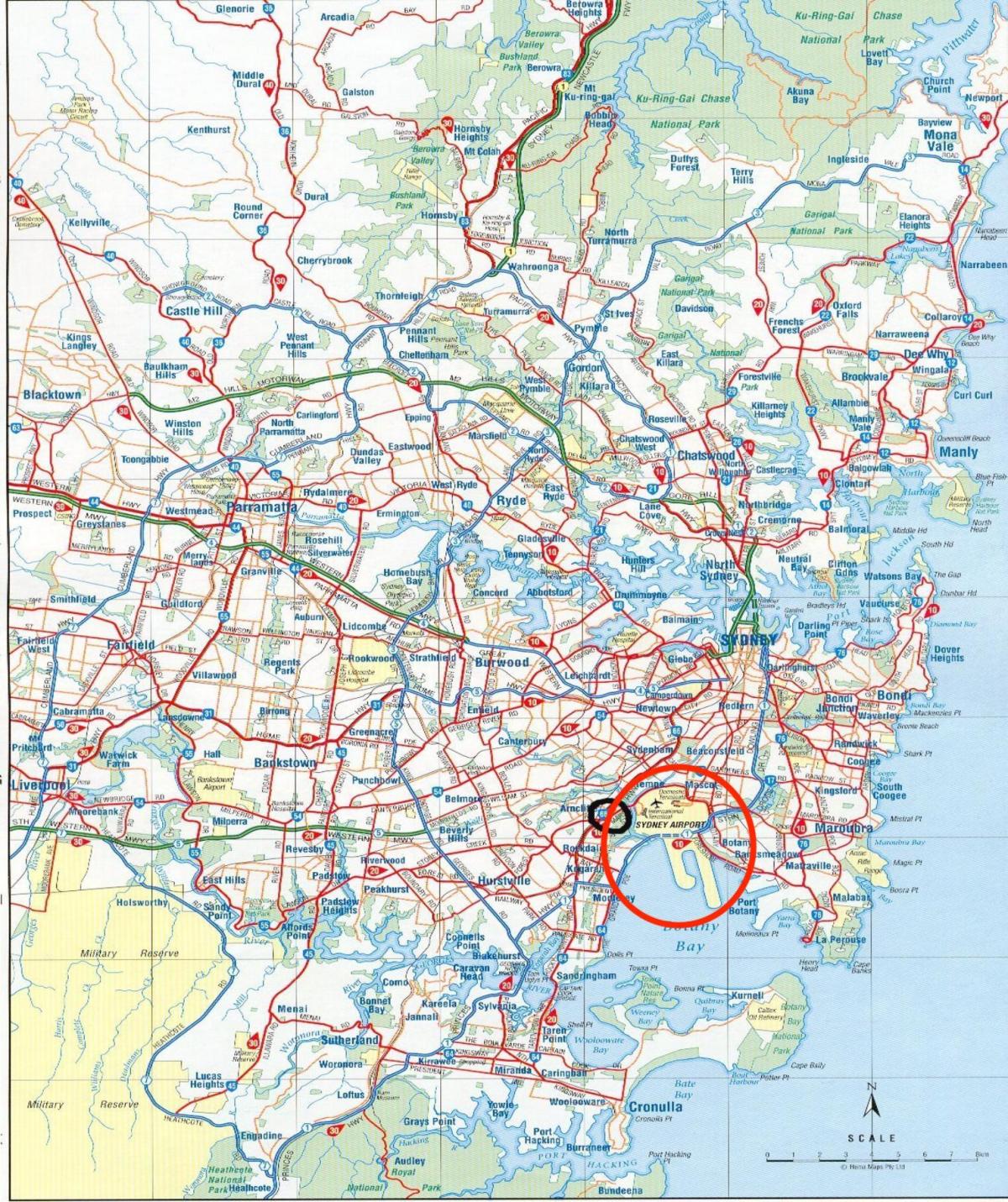 Mappa degli aeroporti di Sydney