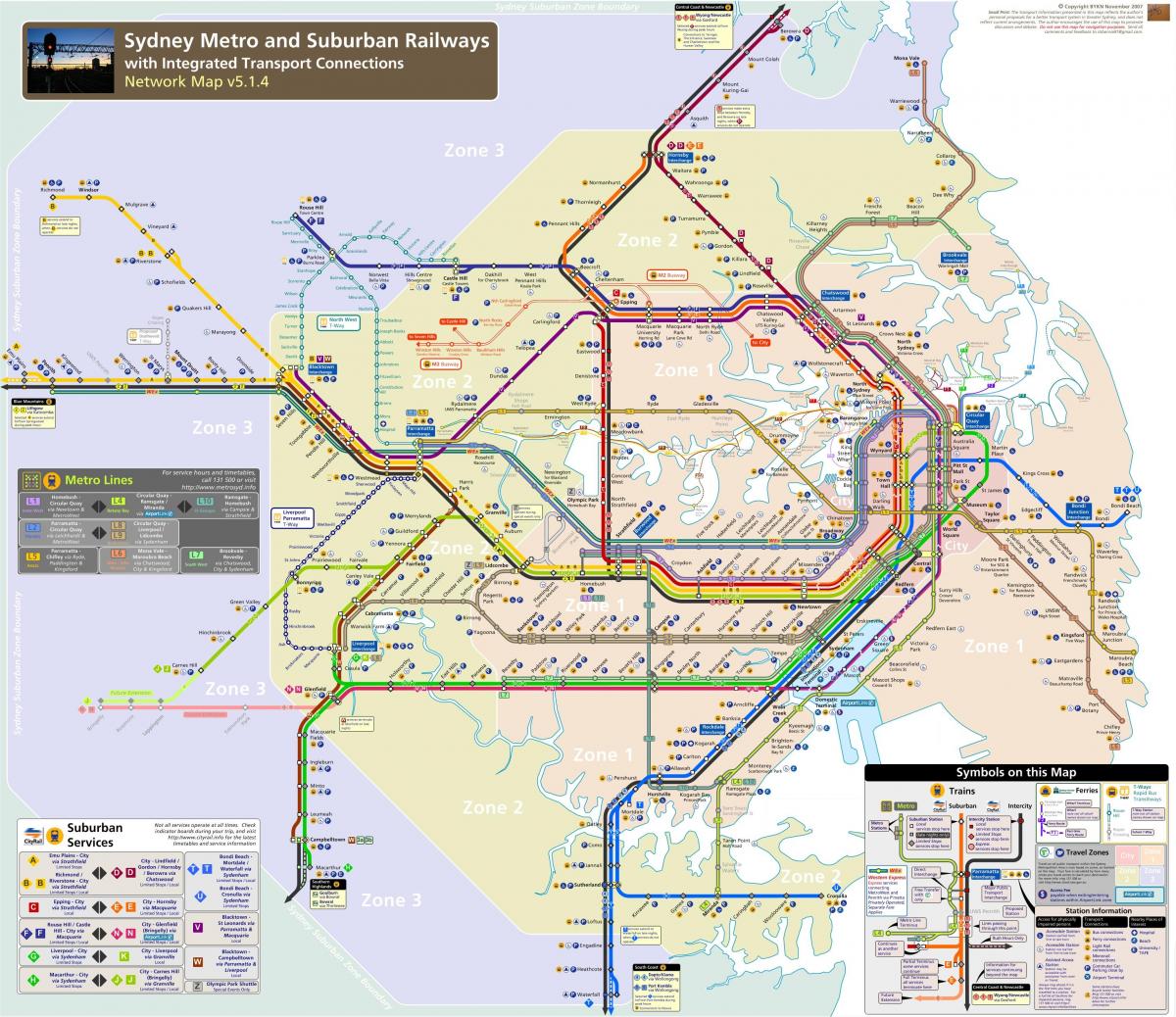 Mappa della metropolitana di Sydney