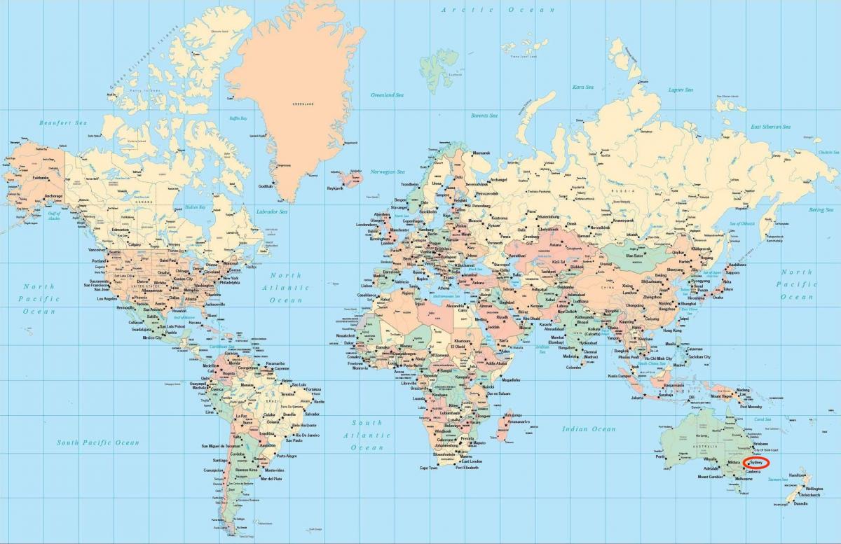 Posizione di Sydney sulla mappa del mondo