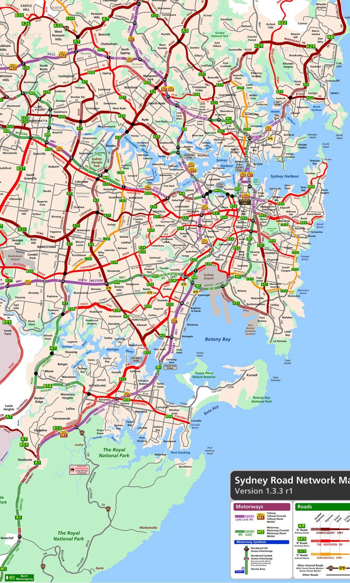 Mappa stradale di Sydney