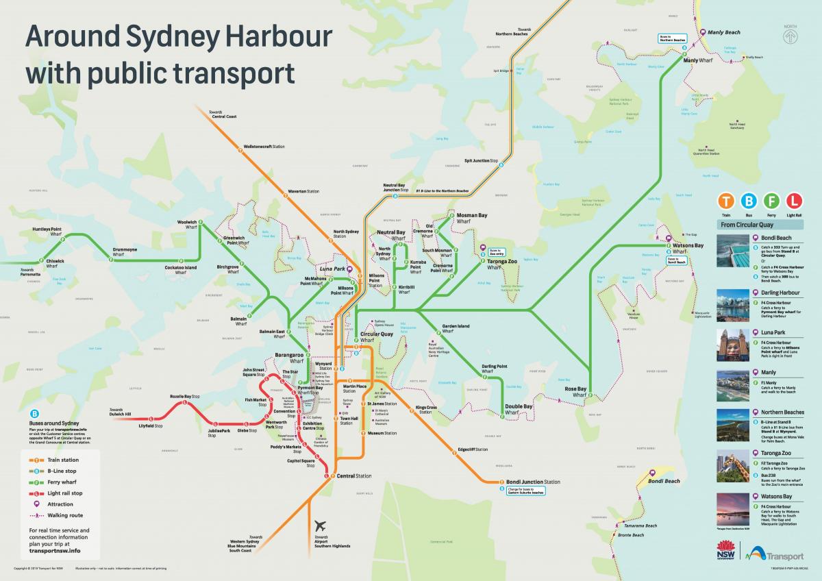 Mappa dei trasporti di Sydney