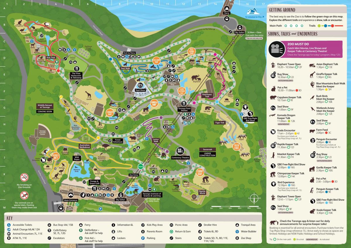 Mappa del parco zoologico di Sydney